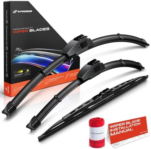 A-Premium 24"+18"+17" Windshield Wiper Blades with Wear Indicator & Towel