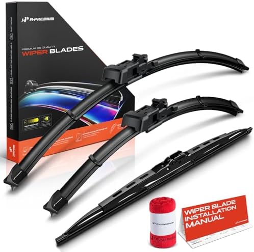 A-Premium 24"+24"+16" Windshield Wiper Blades with Wear Indicator & Towel