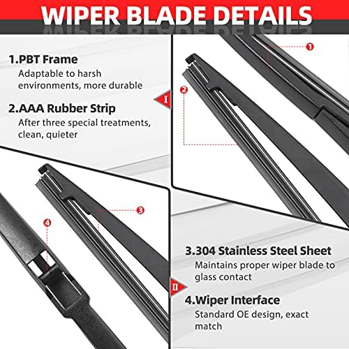 OTUAYAUTO Rear Windshield Wiper Arm and Blade - Replacement for Toyota RAV4 2000-2012, Matrix 2003-2008 OE:85242-12090