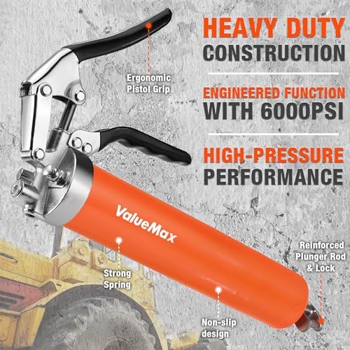 ValueMax Grease Gun Kit, 6000 PSI Heavy Duty with 14 OZ Cartridge