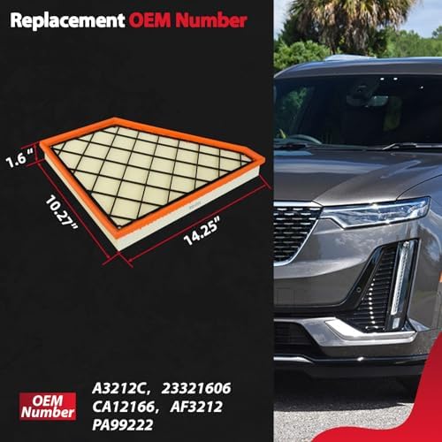 A3212C Engine Air Filter Kit Fit for 2018-2026 Chevy Traverse/ 2019-2026 Chevy Blazer/ 2017-2026 GMC Acadia/ 2018-2026 Buick Enclave/ 2017-2026 Cadillac XT5 A3212C 23321606