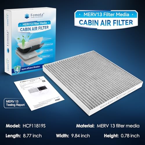 Certified MERV 13 Cabin Air Filter with Activated Carbon, CF11819(CP819) for Hyundai Sonata,Azera, Kia Cadenza,Optima,Sedona, GMC Terrain, Chevy Equinox