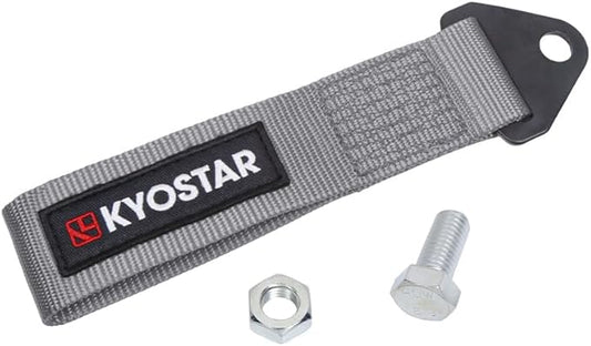 Kyostar Universal Racing Tow Strap for Front or Rear Bumper Towing Hooks, High Strength Tow Straps, Upgrade Version (Gray)