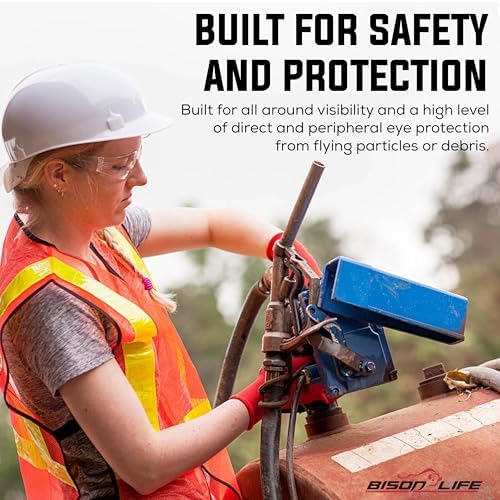 BISON LIFE Clear Safety Glasses for Men & Women, ANSI Z87.1 Certified,144Pk
