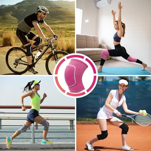 Volleyball Knee Pads,Knee Pads for Women,Men,Kids,Girls,Knee Brace for Basketball Volleyball Football Dance Yoga Tennis Running Cycling Workout Climbing (Pink, Medium)
