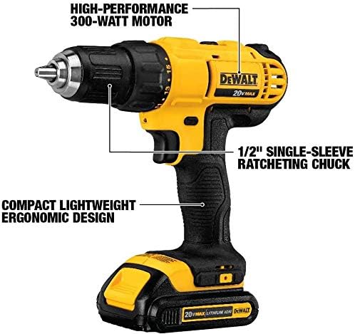 DEWALT 20V MAX Cordless Drill / Driver Kit, 1/2-Inch with Mechanics Tool Set, 84-Piece (DCD771C2 & DWMT81531)