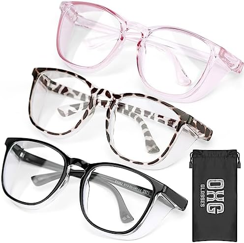 OXG 3 Pack Safety Glasses Goggles for Women, Anti Fog Clear Safety Glasses