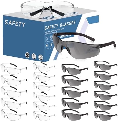 24 Pack Bulk Safety Glasses Clear Lens ANSI Z87.1 Eye Protection