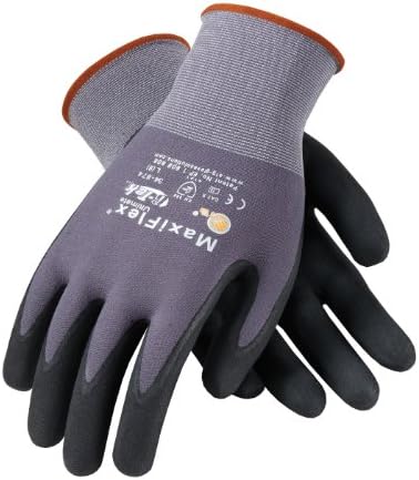 MaxiFlex 34-874 Seamless Knit Nylon Glove with Nitrile Coated Micro-Foam Grip on Palm and Fingers Gray/Black Dozen