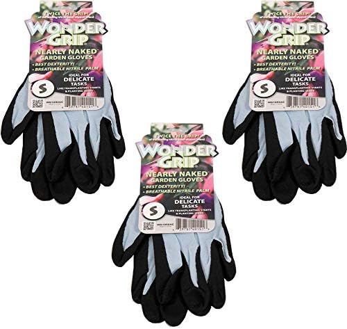 Wonder Grip Nearly Naked Gloves, (Small, 3 Pack, Assorted Colors)