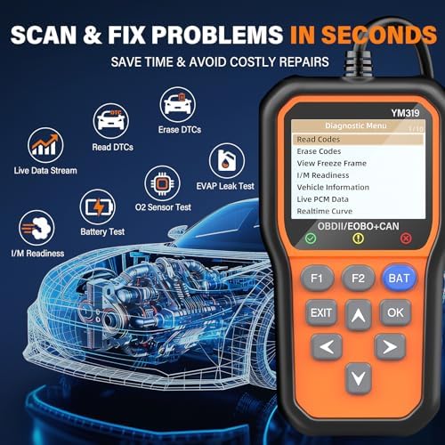 BluSon YM319 OBD2 Scanner Diagnostic Tool with Battery Tester, Scan Tool