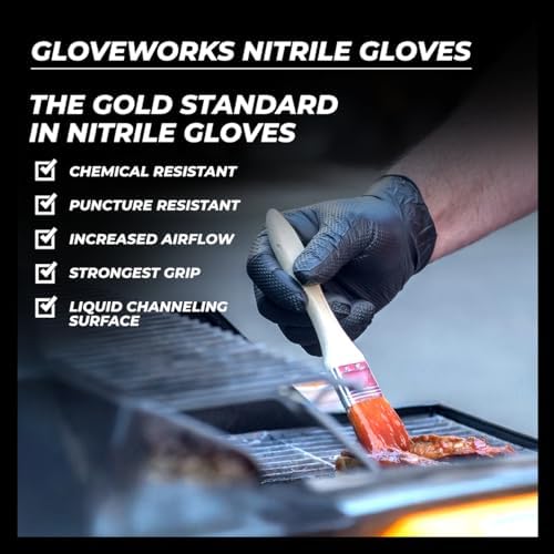 GLOVEWORKS Black Nitrile Gloves 6 Mil Diamond Textured for Mechanic Work