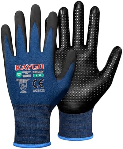 KAYGO MicroFoam Nitrile Coated Work Gloves, Non-Slip Micro-Dots, KG19N