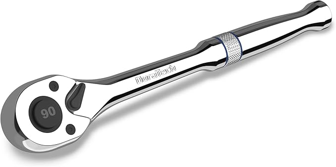 DURATECH 1/2-Inch Drive Ratchet, 90-Tooth Quick-release Ratchet Wrench, Reversible, Cr-V Made, Full Polished, Stocking Stuffers for Men Women Gifts for Men Gifts for Women