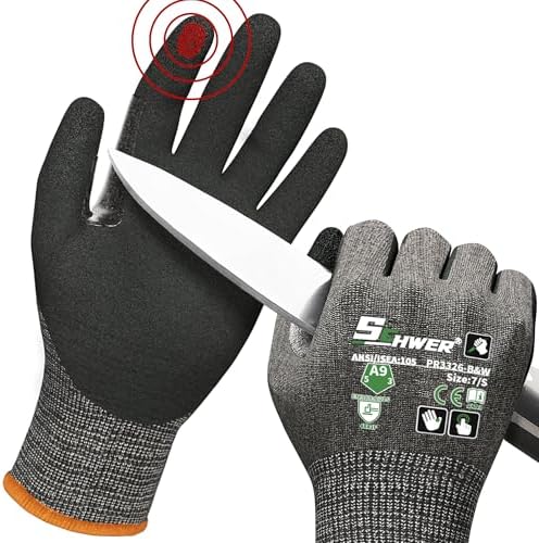 Schwer ProGuard High Level Cut Resistant Work Gloves PR3326 for Extreme Protection, ANSI A9 Cut Gloves with Reinforced Thumb, Non Slip, Durable, Touch-screen, Black 2 Pairs（S）