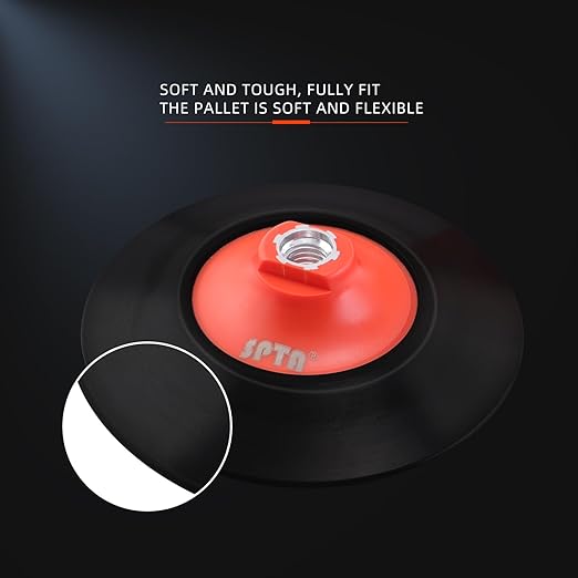 SPTA 2Pcs RO Rotary Flexible Backing Plate, Hoop-and-Loop Face PU Soft Backing Pad Used On Rotary Polisher Sander for Sanding Polishing Buffing Finishing (M14 Thread, Orange, 6Inch (150mm))