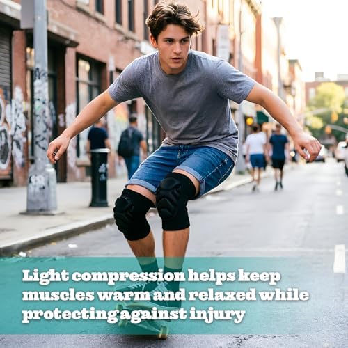 Thick EVA Foam Anti-Collision Knee Pads, Reinforced Elastic Cuff Non Slip Knee Sleeve for Volleyball Basketball Construction Gardening Work, Breathable Moisture Wicking Protective Kneepads for Men Women 2 Pack (S)