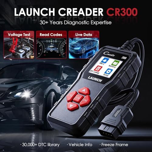 Check Engine Code Reader, LAUNCH Creader CR300 OBD2 Scanner Diagnostic Tool, Live Data Battery Voltage Test, Read Clear DTCs, I/M Readiness, for 1996+ Cars Trucks SUVs OBDII