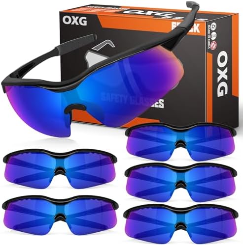 OXG 6 Pack Tinted Safety Glasses for Men Women, ANSI Z87.1 Eye Protection