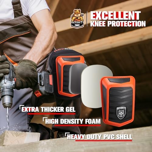 REXBETI Knee Pads for Men, Anti-slip Construction Gel Knee Pads for Work