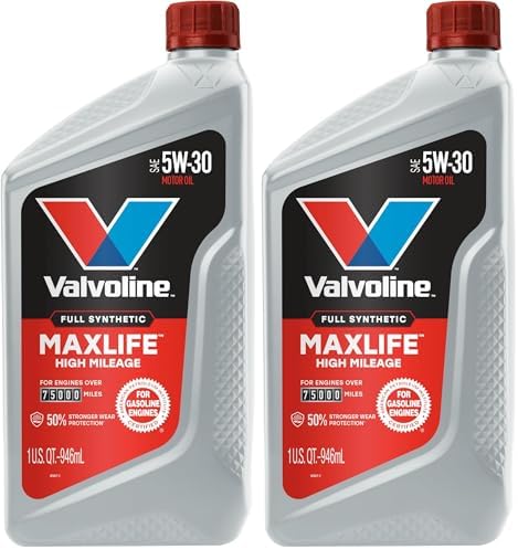 Valvoline Full Synthetic High Mileage with MaxLife Technology SAE 5W-30 Motor Oil 1 QT (Pack of 2)