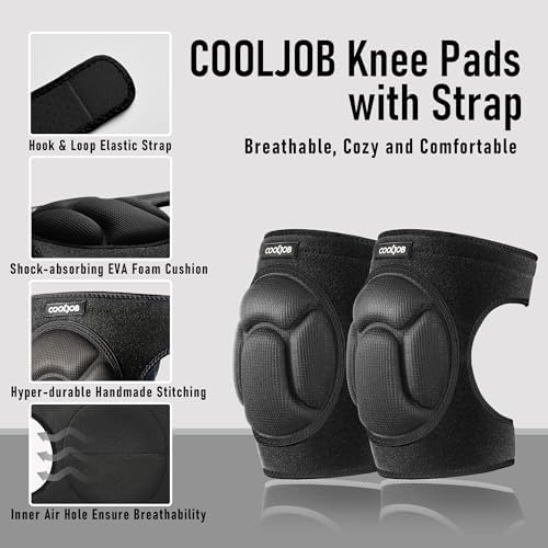 COOLJOB Men Women Knee Pads for Gardening Work Floor Cleaning with Foam Pad