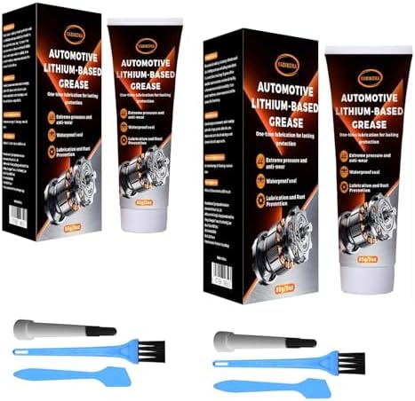 White Lithium Grease with Brush for Garage Door, Hinges, Bearings, Gears, Automotive, Marine & Industrial Use, Waterproof & High, 3oz Tube Design(2-Pack)