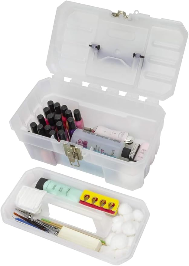 Akro-Mils 09514CFT ProBox 14-Inch Plastic Art Supply, Craft or Medical Storage Toolbox with Removable Tray, 14-Inch x 8-Inch x 8-Inch, Clear