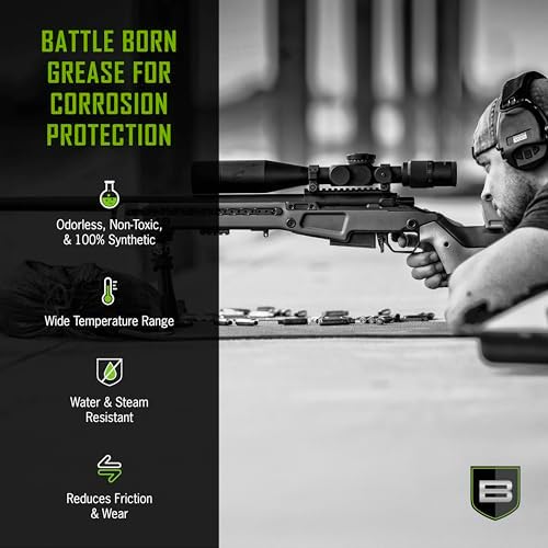 Breakthrough Clean Battle Born Gun Grease - Gun Lubricant Fortified with PTFE - Rust and Corrosion Protection for Firearms - Care and Maintenance for Rifles and Handguns - 4 Fl Oz Jar