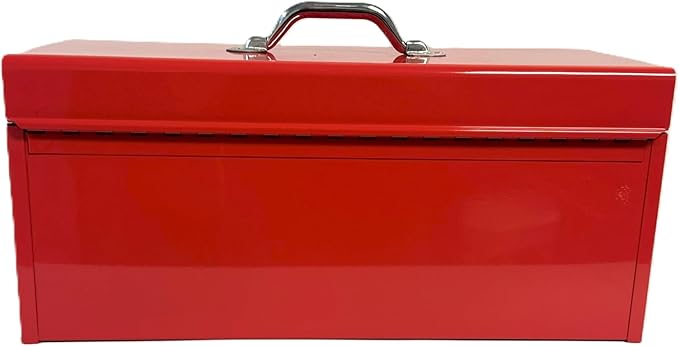 Homak 20" Portable Steel Heavy-duty Tool Box 18-Gauge with Metal Latches and Handle with removable tray, Red
