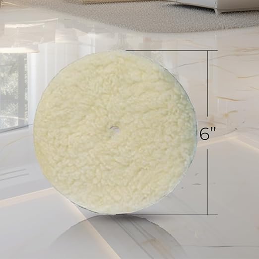 Koblenz Lambswool Pads with Foam Backing, Fits Most 6" Home Floor Buffer Machines, Two Polishing Pads with Two Plastic Replacement Retainer Clips, 45-0102-9