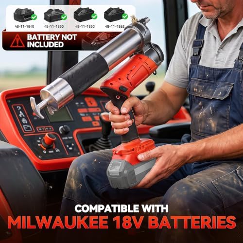 Cordless Grease Gun Compatible with Milwaukee M18 18V Battery (No Battery)