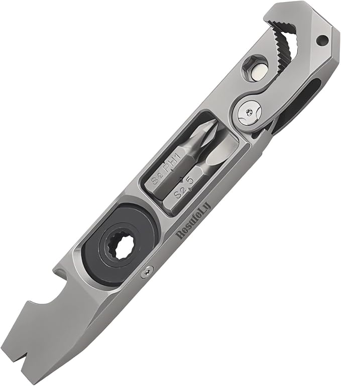 Titanium Pry Bar,Multi-tool,EDC Tool,Versatile Pry Tool,Bottle Opener,Wrench,Ratche screwdriver,Nail puller,Crowbar in One,Compact Versatile Pocket Pry Bar for Everyday Carry