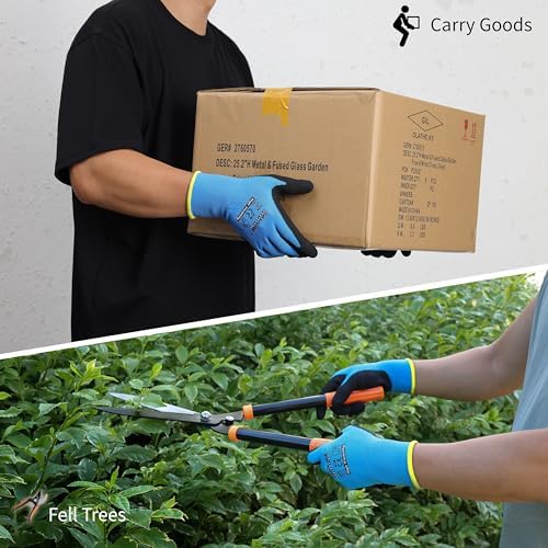 Gasoline 12 Pairs MicroFoam Nitrile Work Gloves, Touchscreen Breathable Safety Gloves for Warehouse, Mechanic, Sizes S-XXL