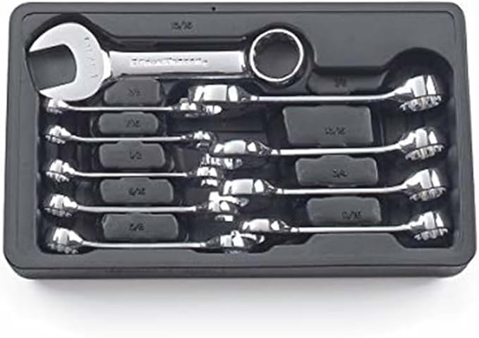 GEARWRENCH 10 Pc. 12 Pt. Stubby Combination Wrench Set, SAE - 81905