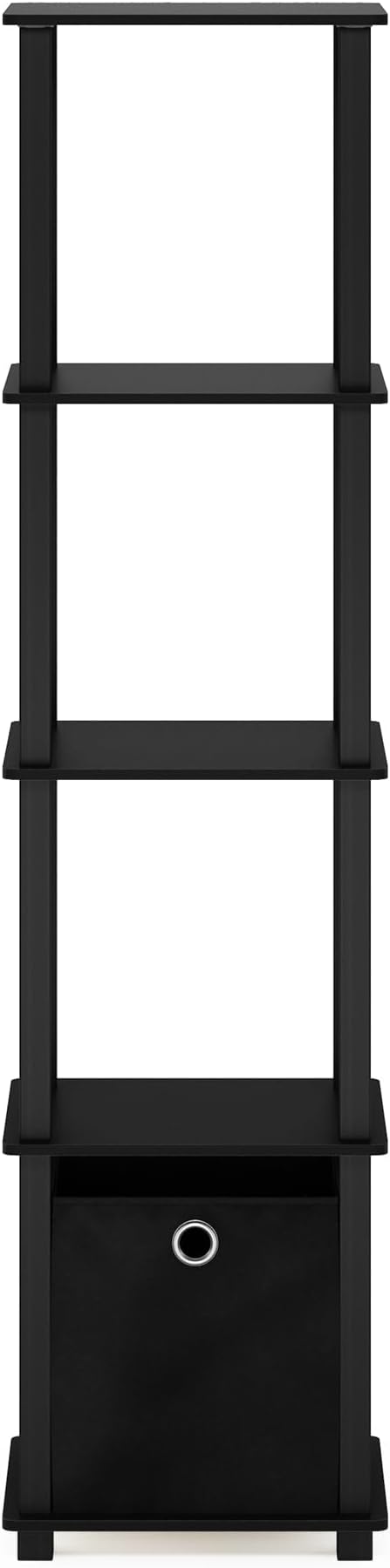 FURINNO Decorative Shelf With Bin, Black