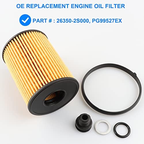 Oil Filter, Replace 26350-2S000, PG99527EX Compatible with Hyundai Kia 2.5L - 2022-2025 Santa Cruz & Tucson, 2021-2025 Santa Fe & K5 & Sorento, 2020-2025 Sonata, 2023-2025 Sportage - Not For 1.6L