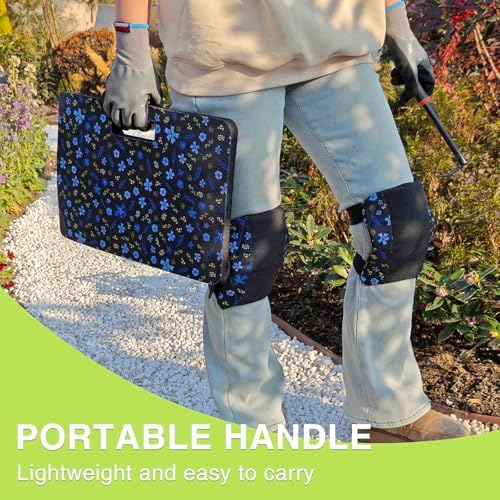 Garden Kneeling Pad and Knee Pads Women, Foam Padding Kneepads, Blue Flower