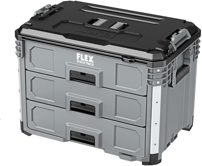 FLEX STACK PACK Storage System 3-Drawer Tool Box - FS1105, Grey/Black