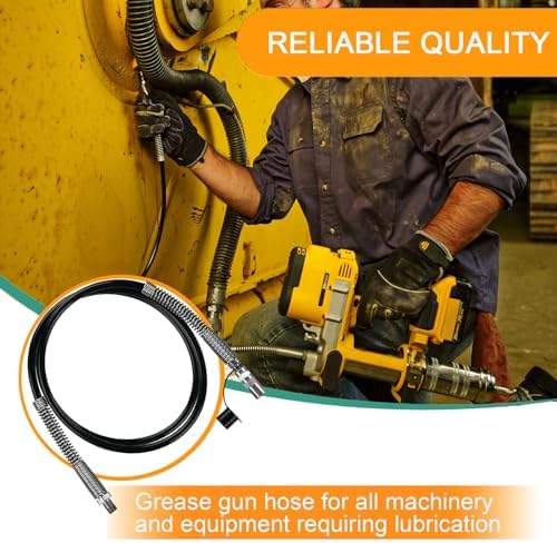 Upgrade DCGG5703-42 42 Inch Grease Gun Hose compatibles with DE-WALT 1/8" NPT Handheld Grease Gun,10, 000 PSI.(With Hp Coupler,Free dust cap)