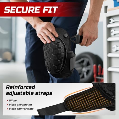 Gel Knee Pads for Work, Professional Knee Pads for Men Women with Soft Foam, Heavy Duty Cap, Adjustable Straps, Quick-Fasten Buckle for Construction, Gardening, Welding, Roofing, Cleaning