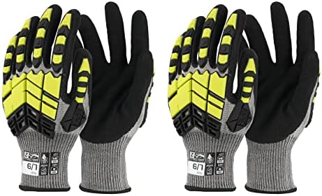2 Pairs Safety Work Gloves,Impact Gloves for Men Women,Cut Resistant Non-Slip Heavy Duty Gloves with Nitrile Grip,Touch Screen Glove with Impact Protection for Mechanic Construction, Large