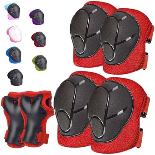 Kids/Youth Knee Pads Elbow Pads for 3-14Years Boys Girls 6 in 1 Kids Protective Gear Set Adjustable for Skating Cycling Bike Rollerblading Scooter Roller Skates