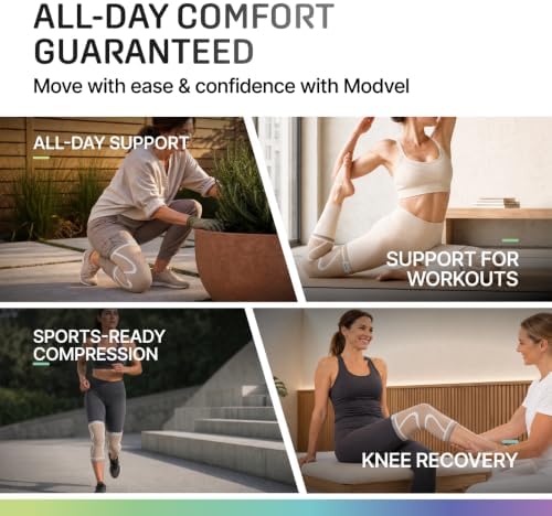 Modvel 2 Pack Knee Brace for Women - Knee Support for Walking, Knee Compression Sleeves for Pain Relief, Knee Sleeves for Women, Knee Brace for Sports, Workouts & Arthritis