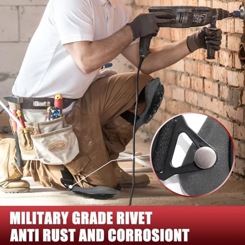 Professional Knee Pads for Work Construction with Heavy Duty Cap Foam Padding Gel Cushion Knee Pads for Men, Comfortable Adjustable Strong Strap, Military Grade Rivet for Flooring Gardening, Grey