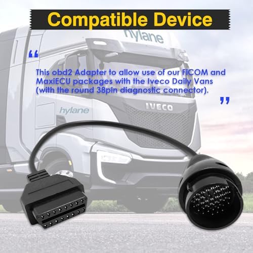 Truck OBD1 to OBD2 Cable for Iveco 38pin to 16pin Diagnostic Adapter