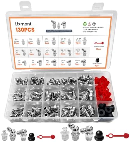 Grease Fittings Assortment 130PCS SAE & Metric Zerk Grease Fittings