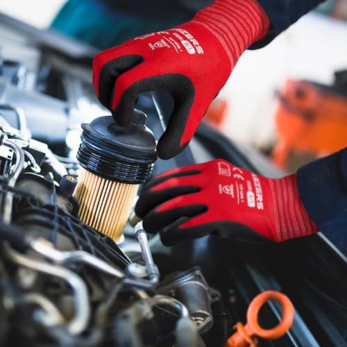 KEZERS Work Gloves,MicroFoam Nitrile Coated Work Gloves for Men,Seamless Knit Nylon Gloves,Home Improvement