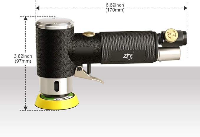 1/2/3 Inch Random Orbital Air Sander, Mini Pneumatic Sander for Auto Body Work, High Speed Air Powered Polisher with 15 Polishing Buffing Pads,18 Sandpapers