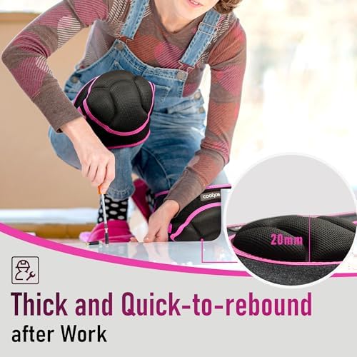 COOLJOB Women Knee Pads for Gardening Work, Floor Cleaning with Foam Pad